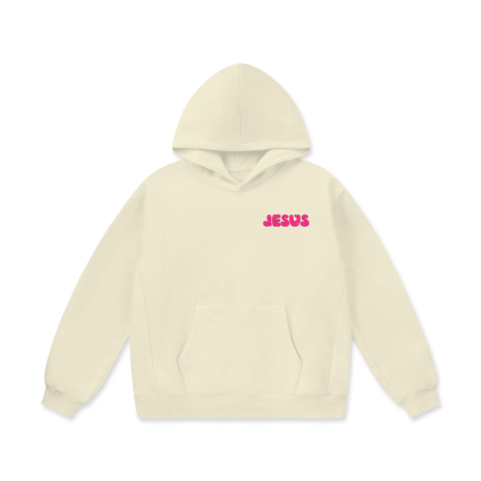 Christian Valentine's Day Oversize Heavyweight Fleece Hoodie | Faith-Inspired Streetwear