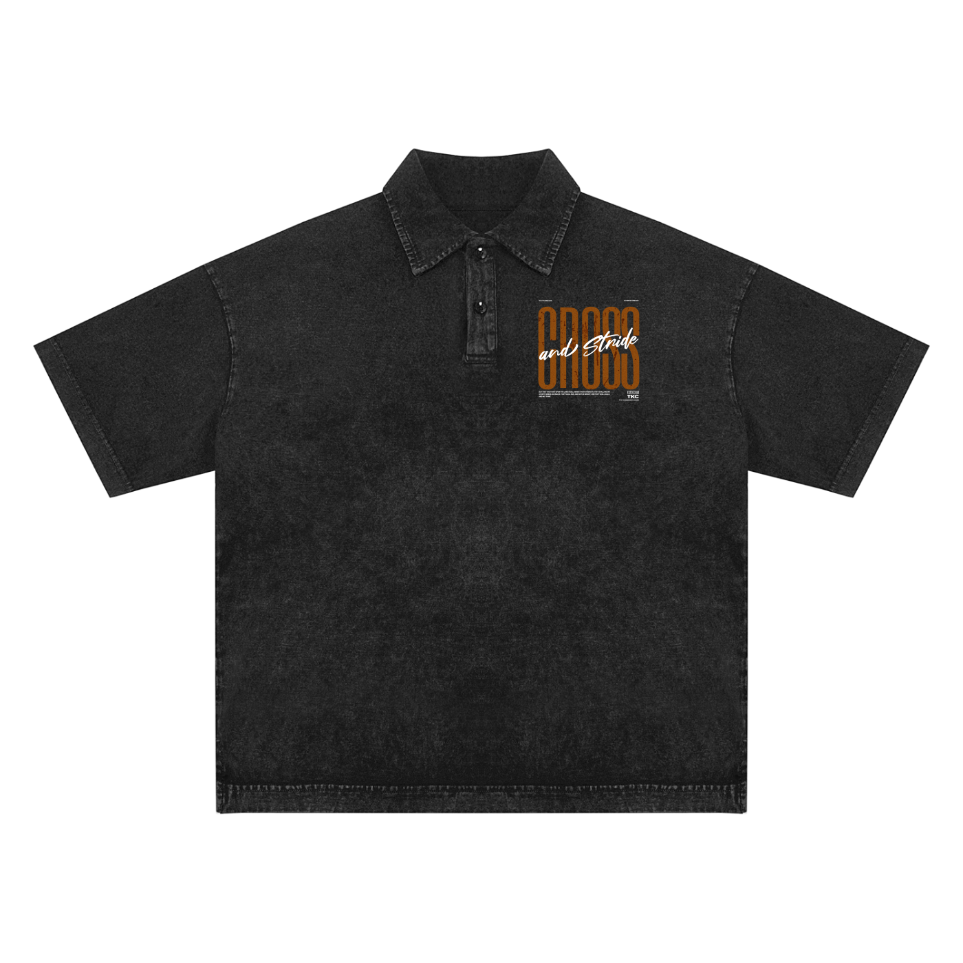 Heavyweight Snow-Washed Polo T-Shirt | 100% Cotton | Cross & Stride Christian Streetwear