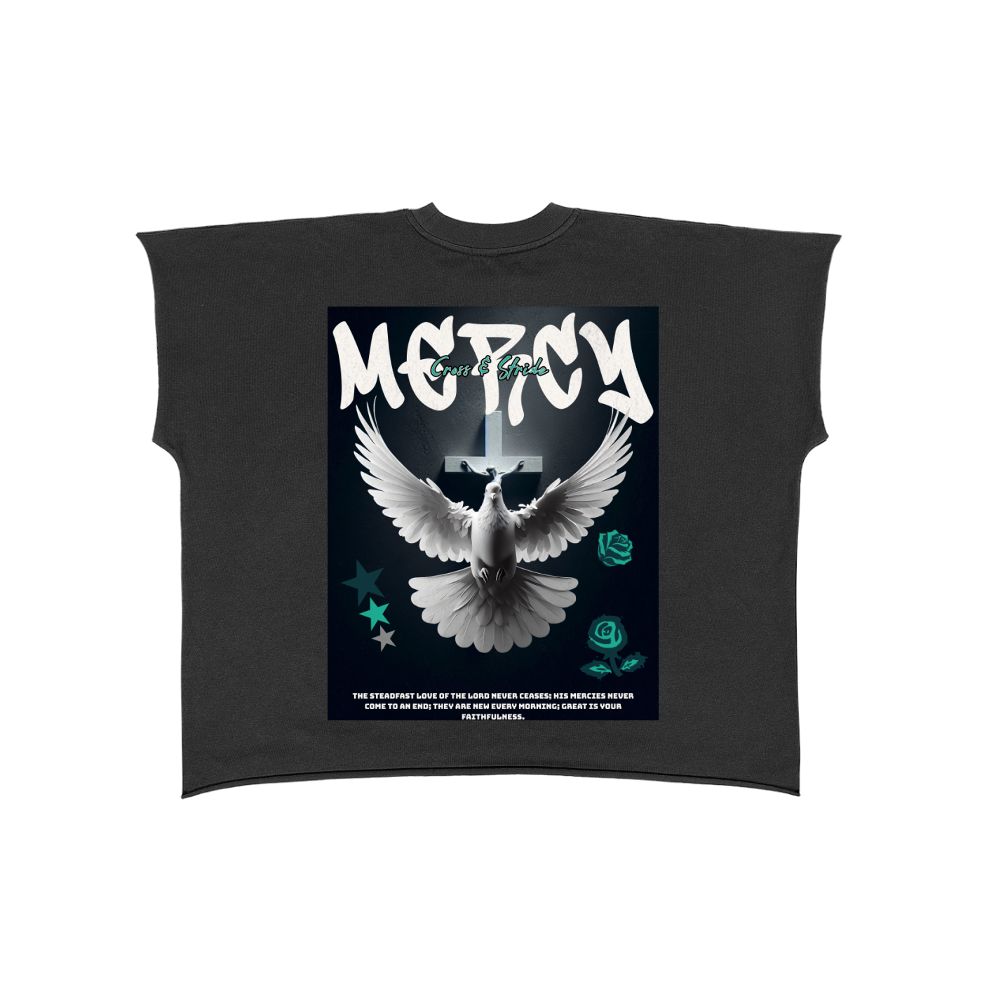 Raw Edge Boxy Non-Shrink T-Shirt | 100% Cotton | Cross & Stride Christian Streetwear