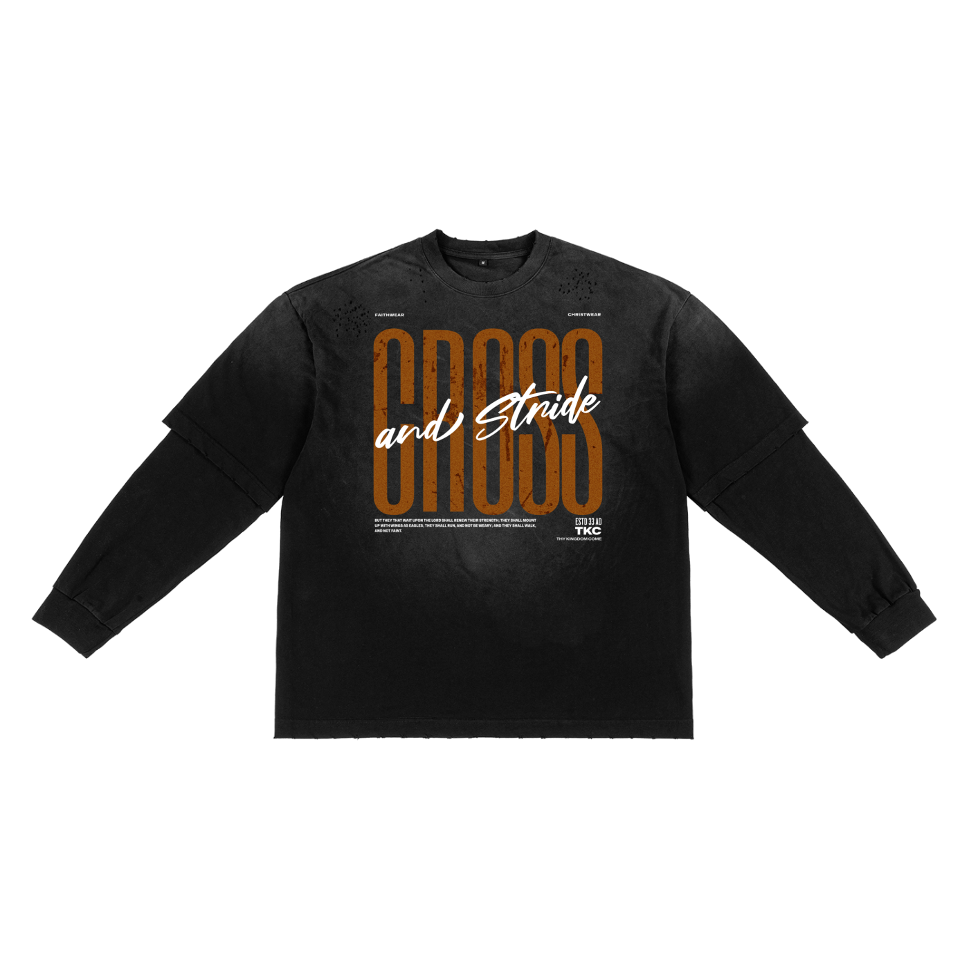 Sunfade Hand-Frayed Faux Two-Piece T-Shirt | Cross & Stride Christian Streetwear