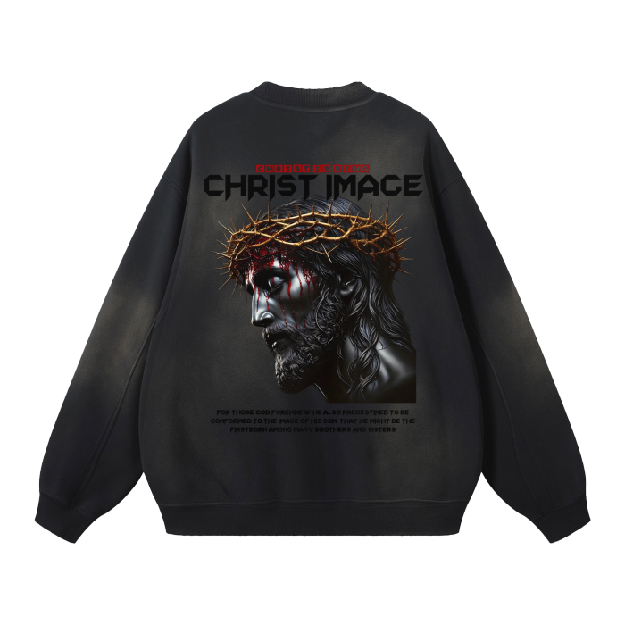 Streetwear Unisex Monkey Washed Dyed Fleece Pullover