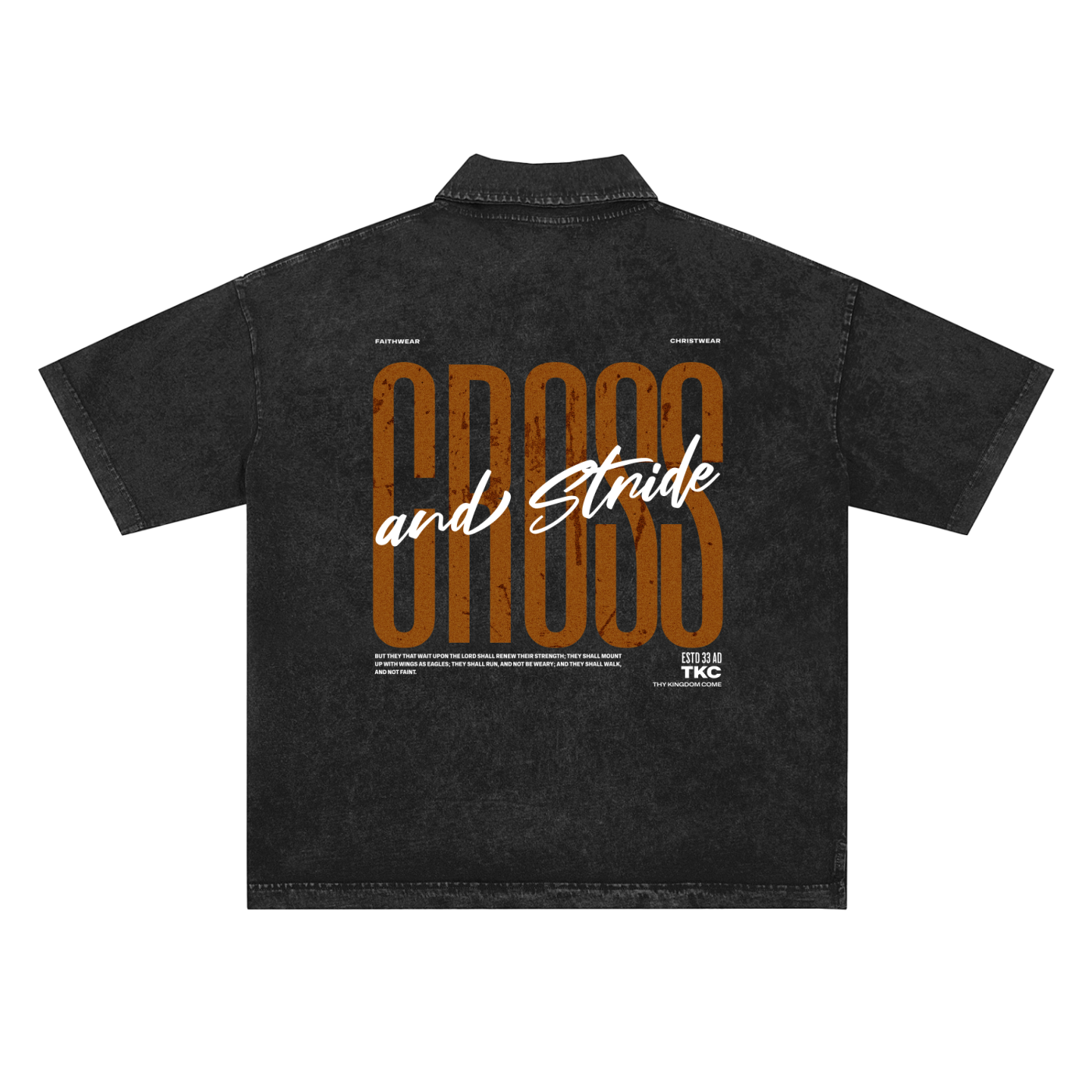 Heavyweight Snow-Washed Polo T-Shirt | 100% Cotton | Cross & Stride Christian Streetwear