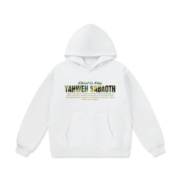 Yahweh Sabaoth Heavyweight Hoo,Oversized Christian Fleece Hoo,Faith-Based Winter Hoodie,Lord of Hosts Hoodie,Thick Cotton-Blend Faith Hoodi,Drop Shoulder Oversized Sweats,Divine Strength Fleece Hoodie,Christian Streetwear Apparel,Unisex Religious Hoodie,Streetwear