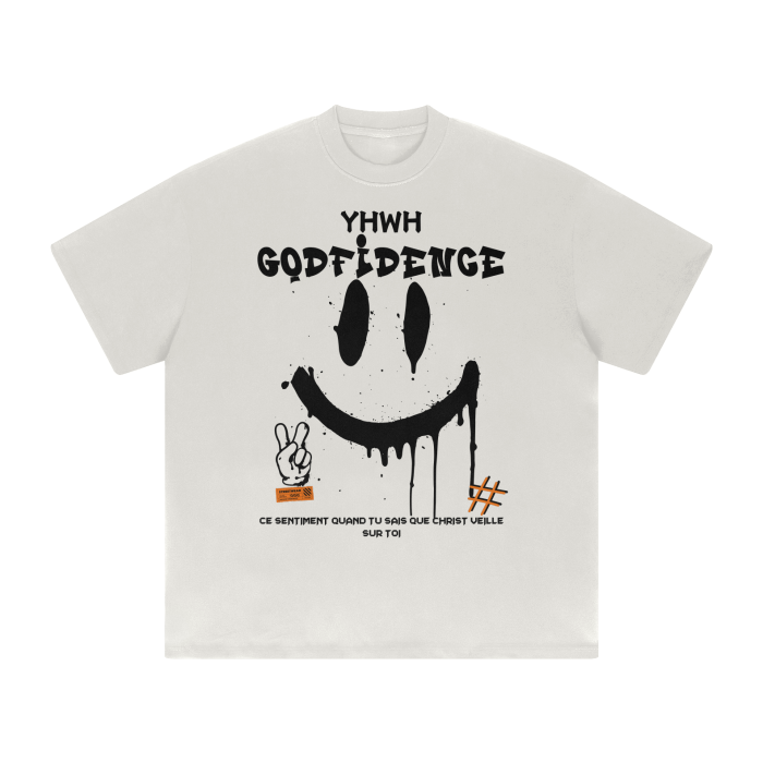 Streetwear Unisex 425G Heavyweight Solid Color Drop Shoulder Loose T-shirt