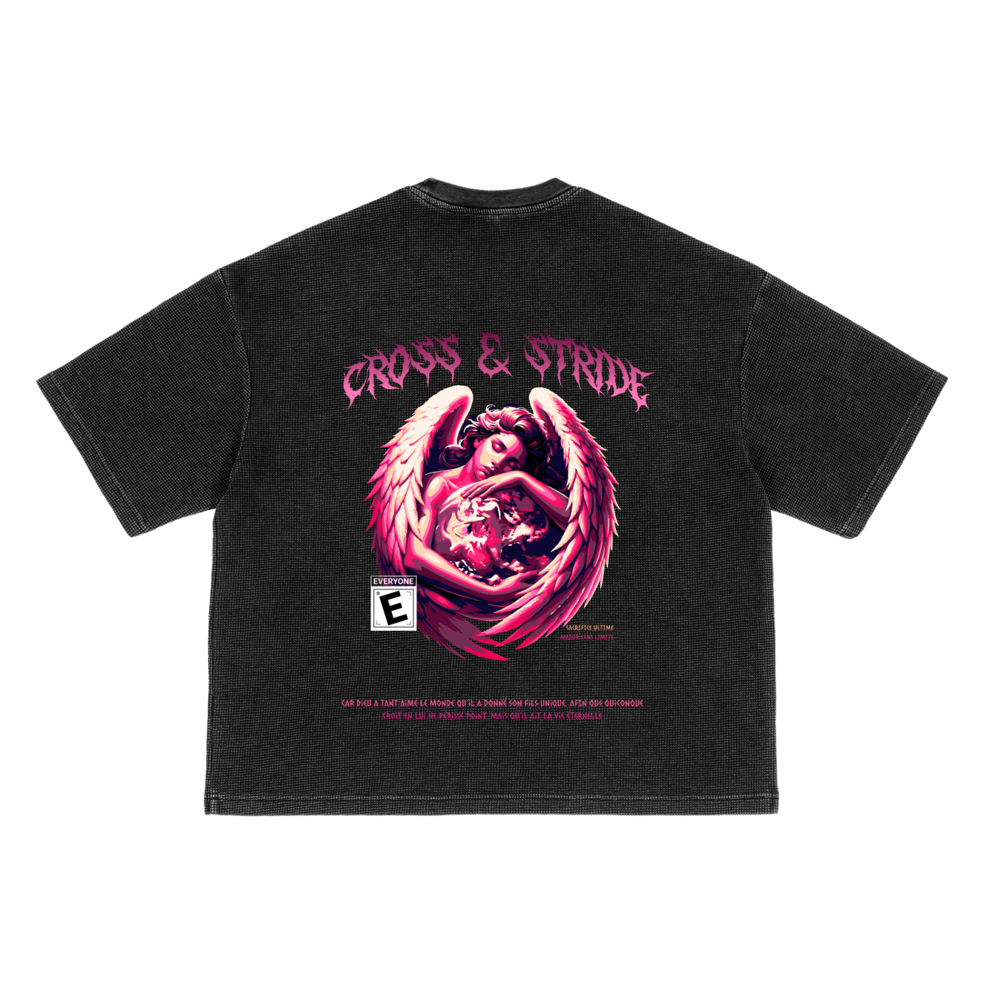 Cross & Stride Waffle-Texture Washed Boxy T-Shirt - Unisex