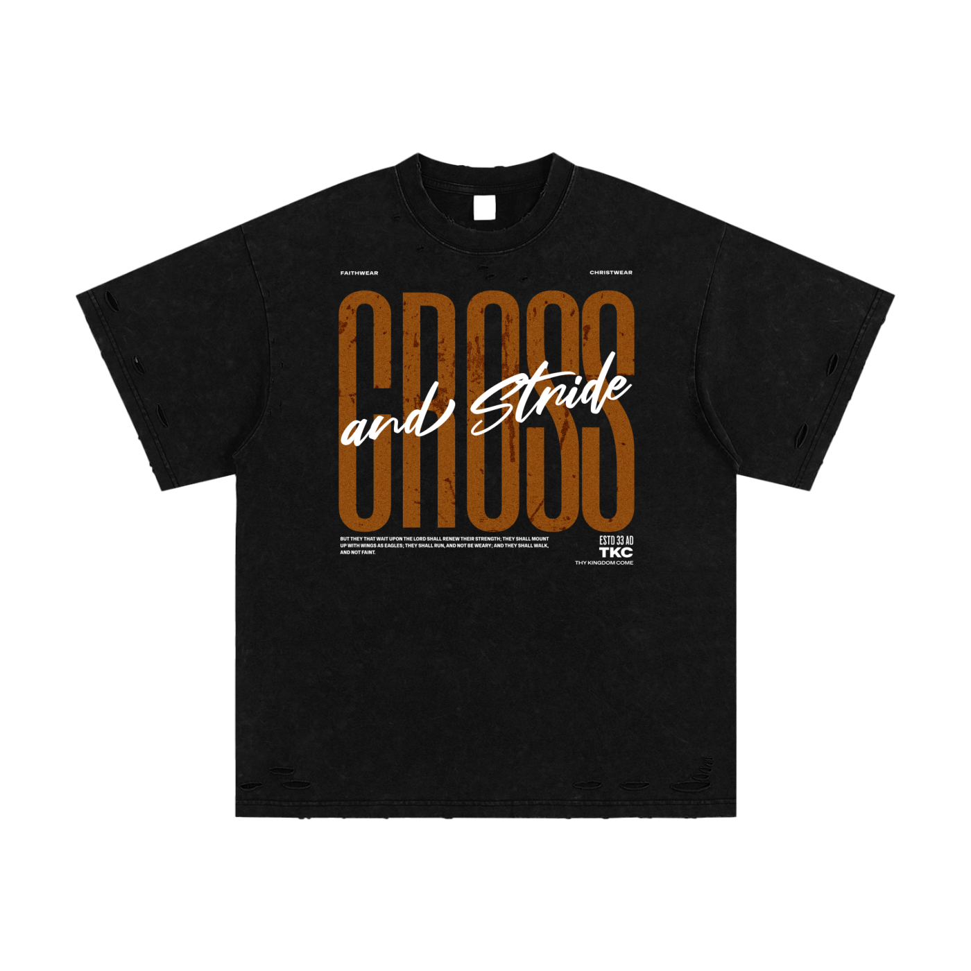 Heavyweight Snow Washed Hand-Frayed T-Shirt | 100% Cotton | Cross & Stride Christian Streetwear