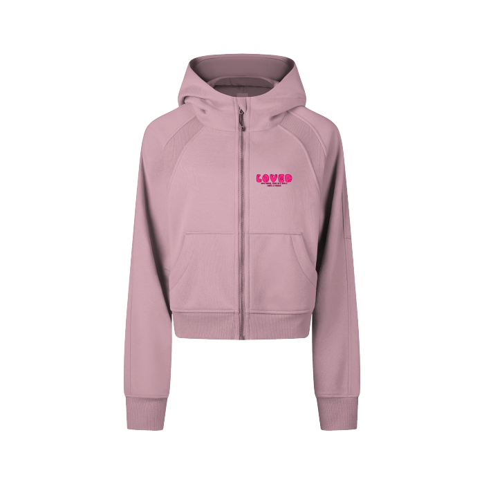 Christian Valentine's Day Cropped Zip-Up Hoodie for Women | Faith-Inspired Gift
