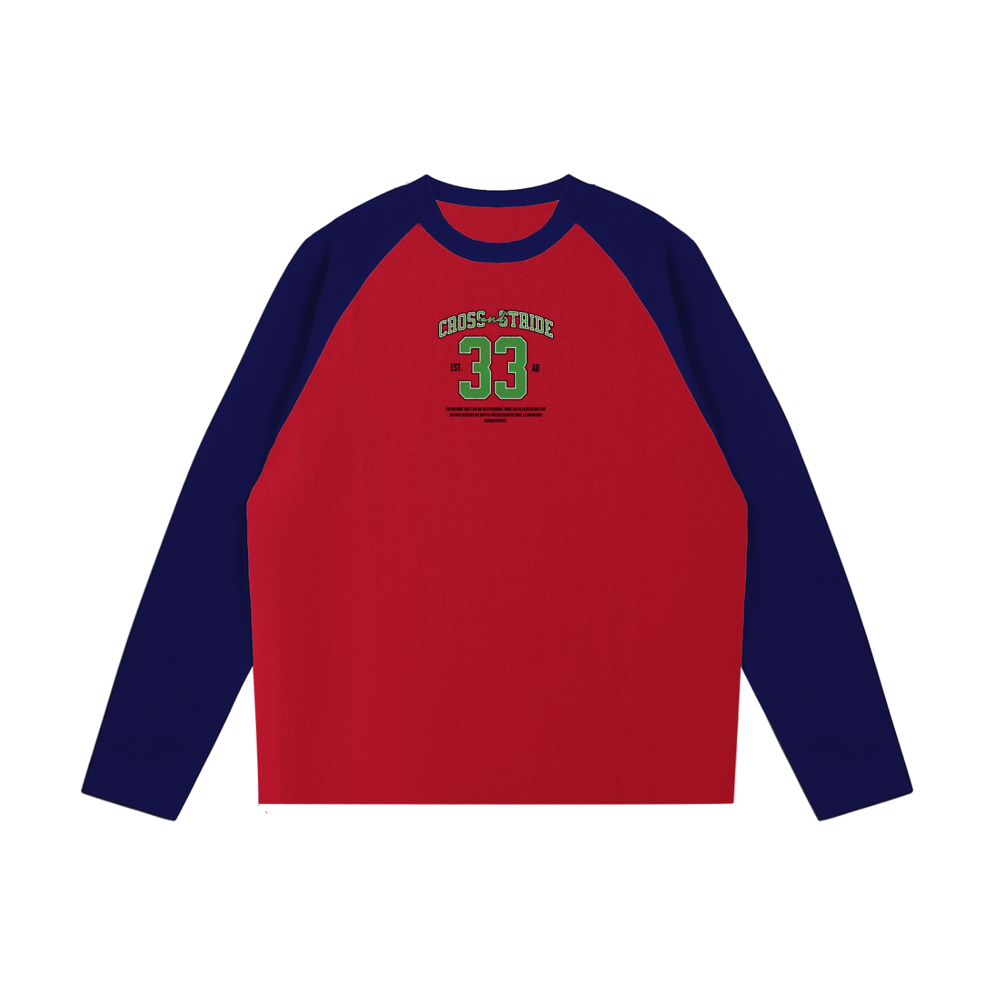 Color-Blocked Raglan Long-Sleeve T-Shirt | 100% Cotton | Cross & Stride Christian Streetwear