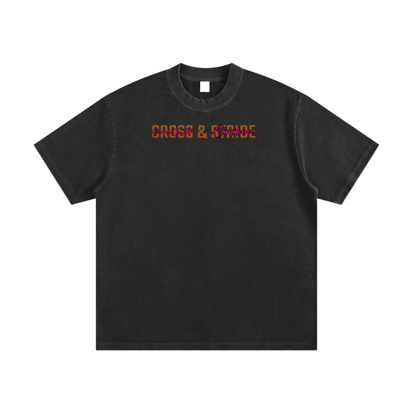 Heavyweight Vintage Washed Frayed T-Shirt | 100% Cotton | Cross & Stride Christian Streetwear