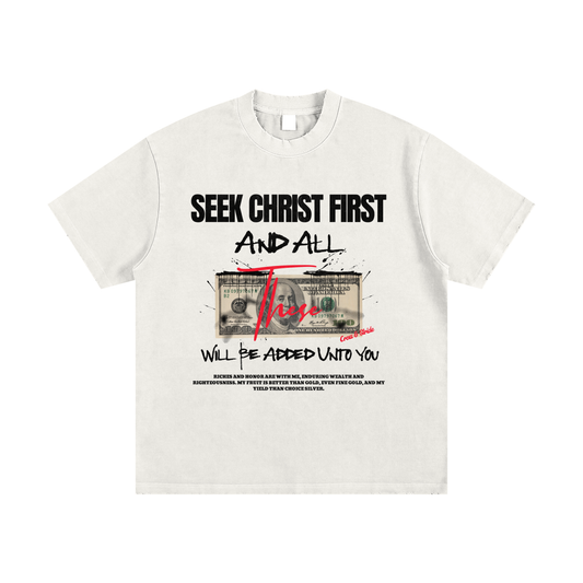 Raw Edge Boxy Non-Shrink T-Shirt | 100% Cotton | Cross & Stride Christian Streetwear