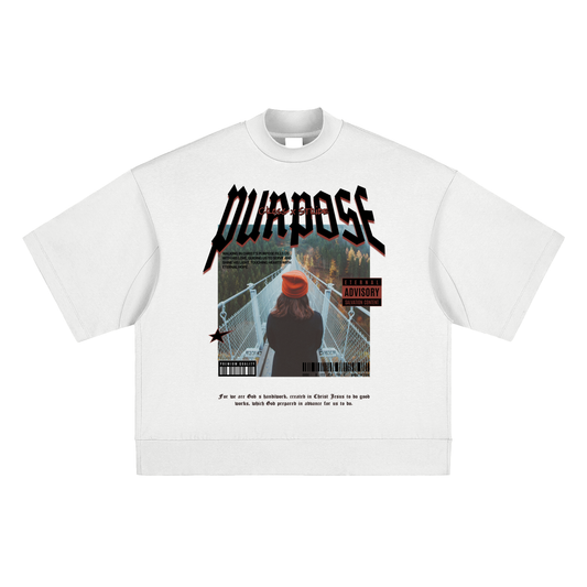Heavyweight Oversized Mock Neck T-Shirt | 100% Cotton | Cross & Stride Christian Streetwear